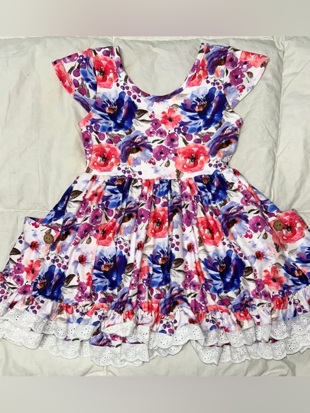 Cheeky Plum Myra Razzle Dazzle floral dress with full underskirt sz 2T EUC